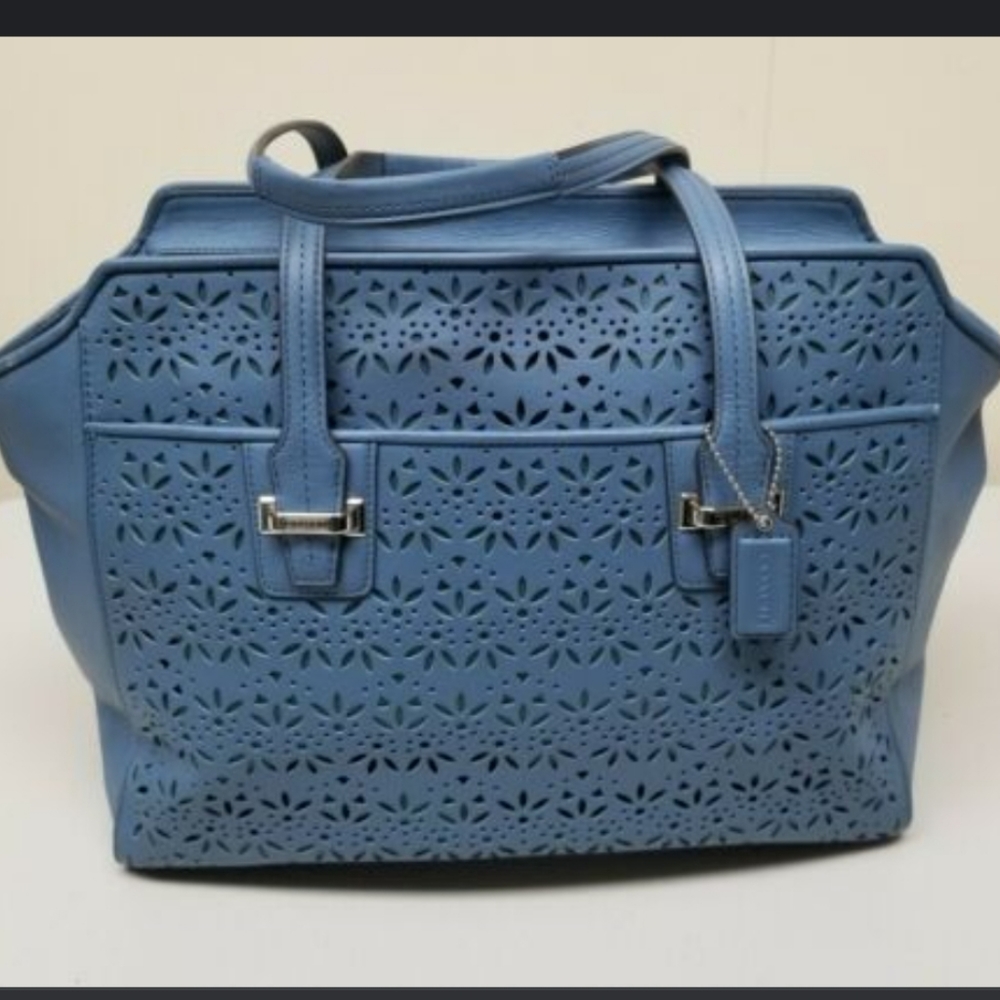 Beautiful light blue Coach cut out pattern bag